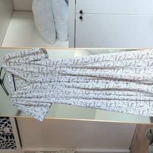 Monoreno Cream and Brown Patterned Midi Dress